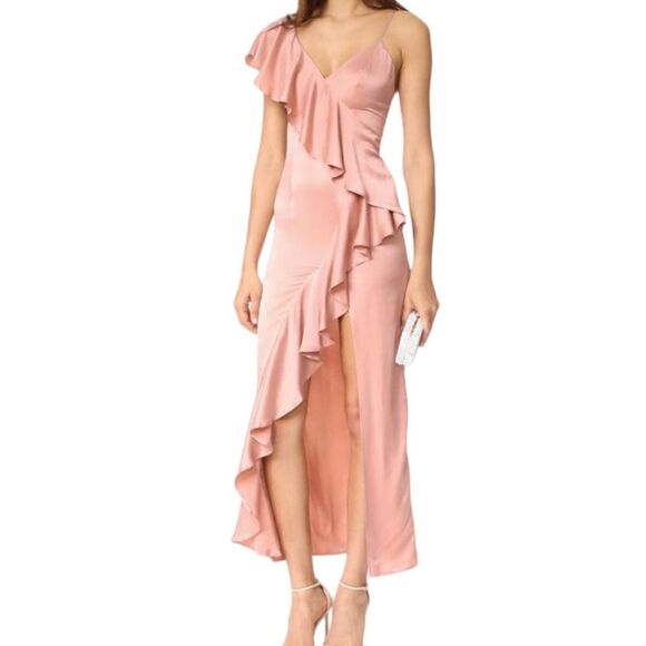 New Friends Colony Evita Pink Cascade Ruffle Dress NWT M - Picture 1 of 6